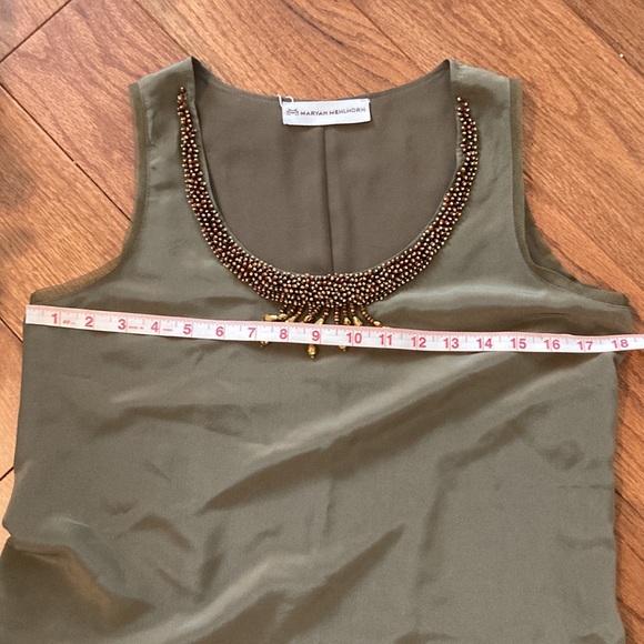 Maryan Mehlhorn dress 100% silk olive green dress size S - Picture 9 of 10
